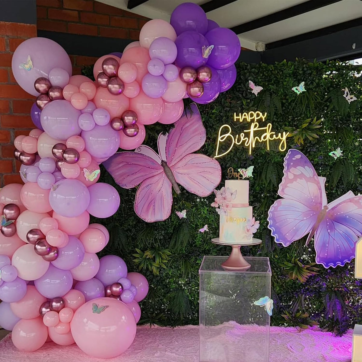 Pink and Purple Balloons, 60 Pcs 12 Inch Pastel Metallic Purple Pink Confetti Balloons with Magenta