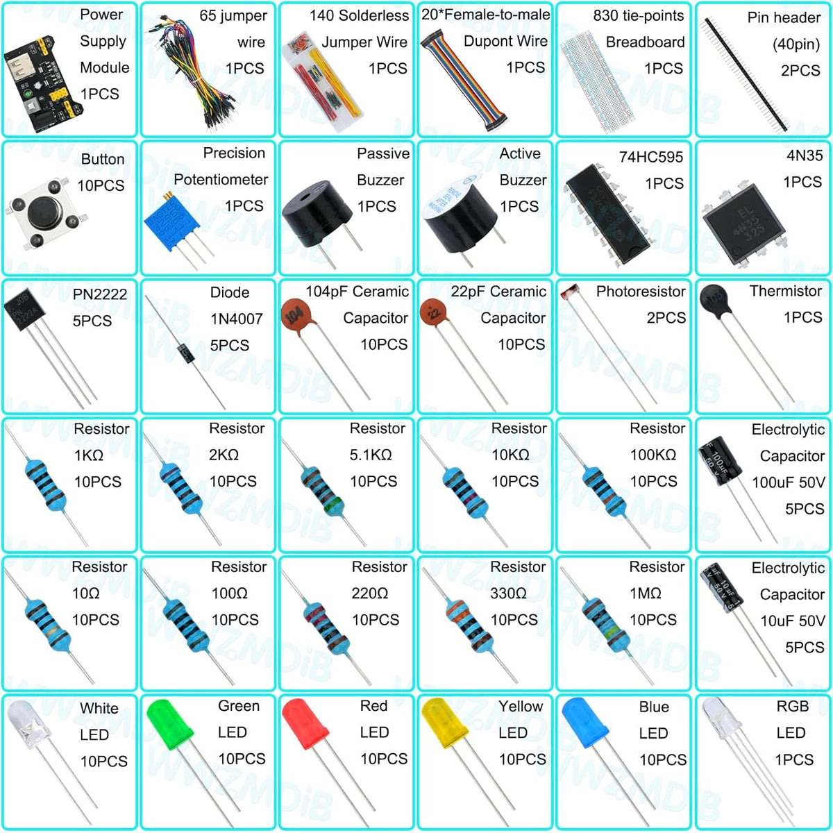 WWZMDiB 438 Pcs Electronics Breadboard Kit Beginner Starter Kit Compatible with