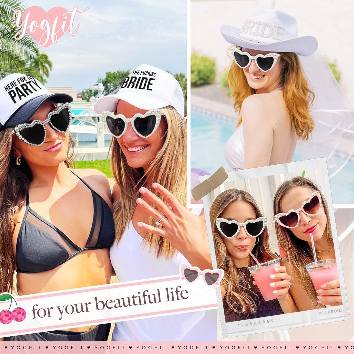 YOGFIT Heart Sunglasses for Women Fashion Classic Love Eye Protection Sunglasses Vintage Cute Heart