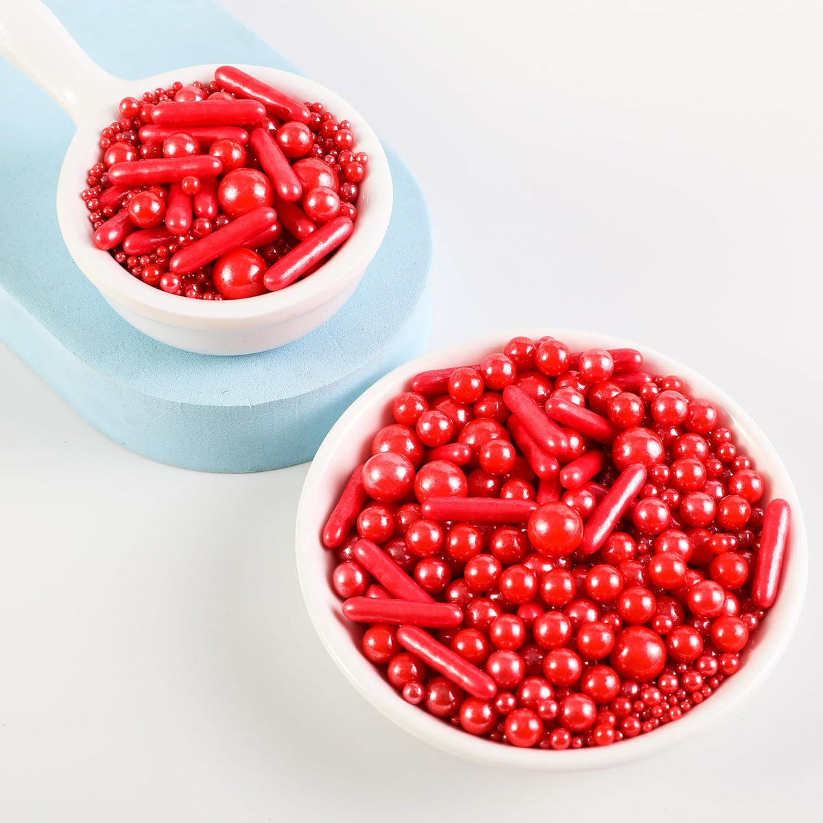 Kasvan Red Mix Sugar Sprinkles - Edible Candy Pearls with 4-Claw Sprinkle Pen,118g/4.16 Oz, Gift