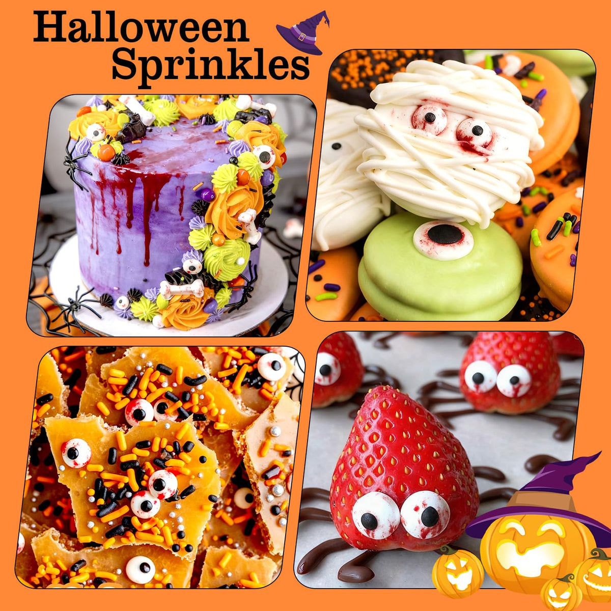 Halloween Sprinkles, Edible Eyeballs Candy, Bloody Eyes Sprinkles for Cake Decorating, Halloween