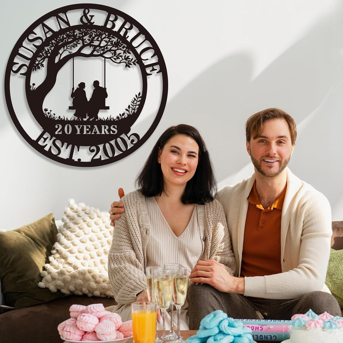 Personalized Wedding Anniversary Sign Gifts,Custom 50th 40th 65th 60th 25th 20th 10th 5th 70th