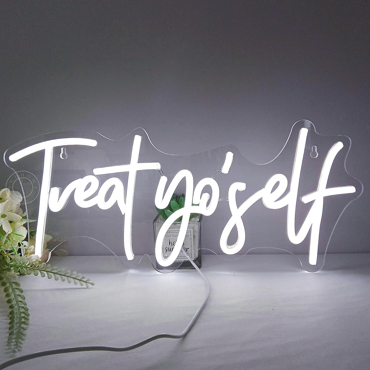 SYLHOME Treat Yourself Led Neon Light Sign Bedroom Kids Room Living Room Art Wall Decor Sign Home