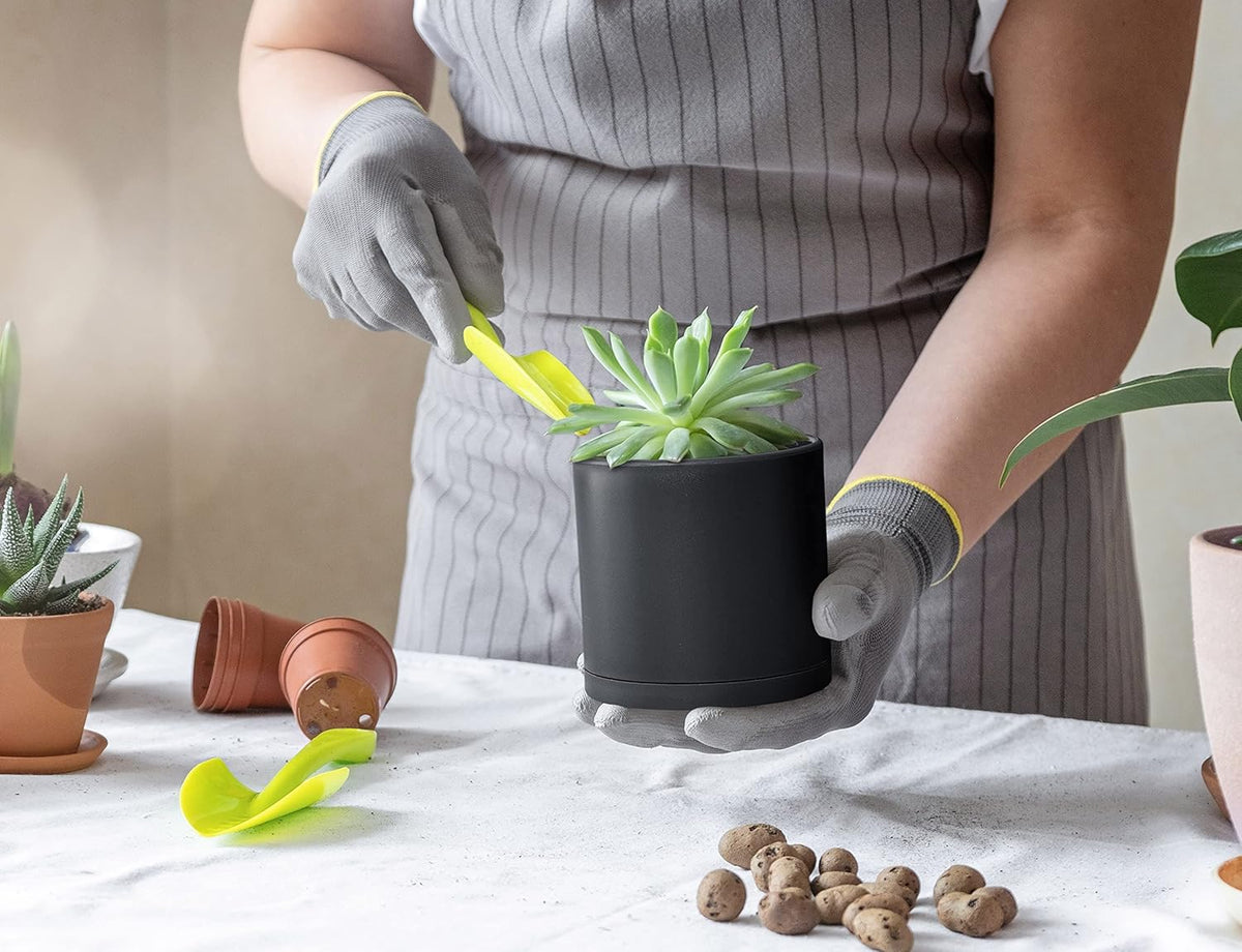 D'vine Dev 6 Pack 4 Inch Modern Plastic Plant Pots, Small Garden Planters for Plant with Drainage