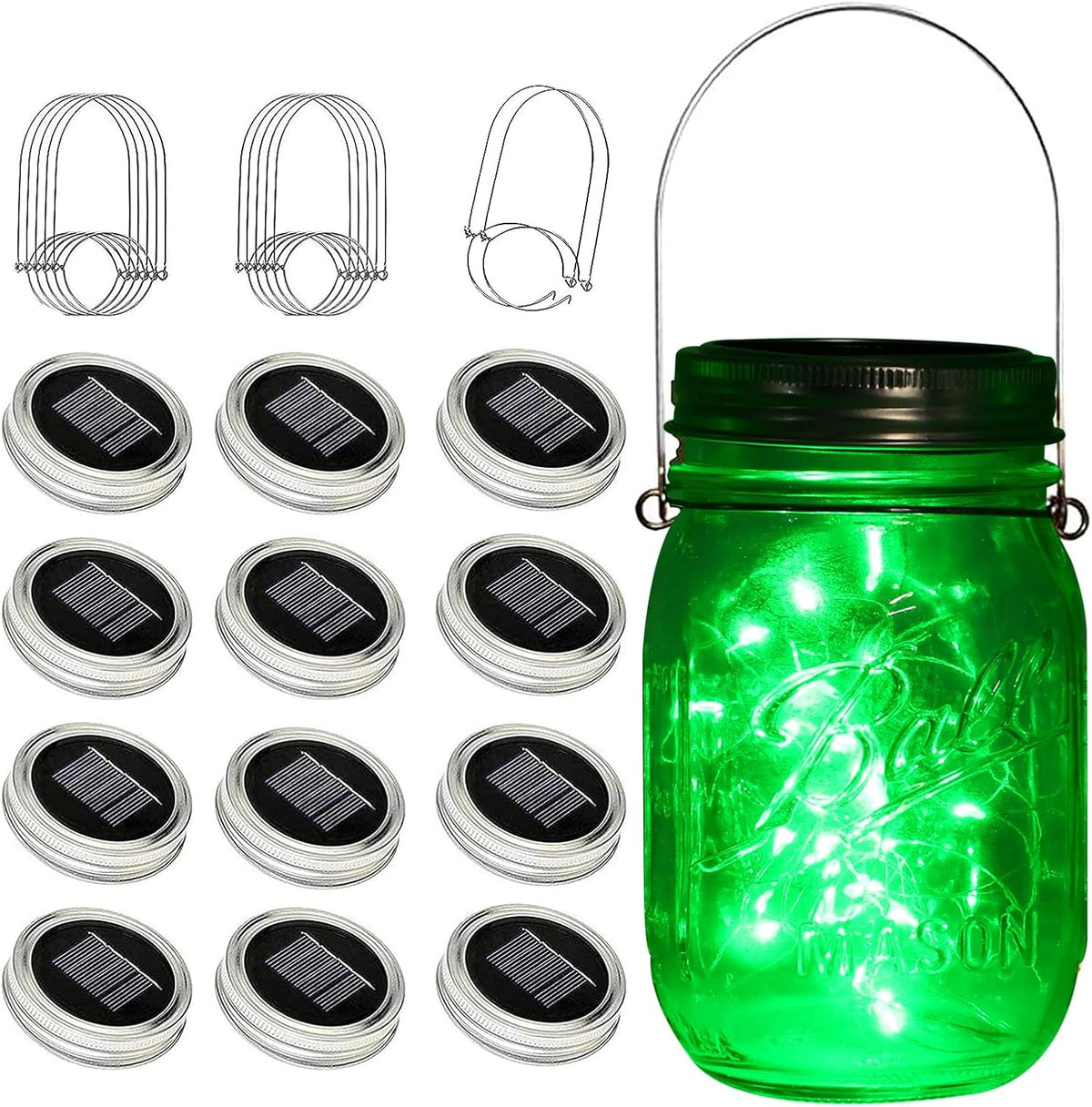 ZNYCYE Solar Mason Jar Lights, 12 Pack 30 LED Fairy Firefly Mason Jar Lids Outdoor Waterproof