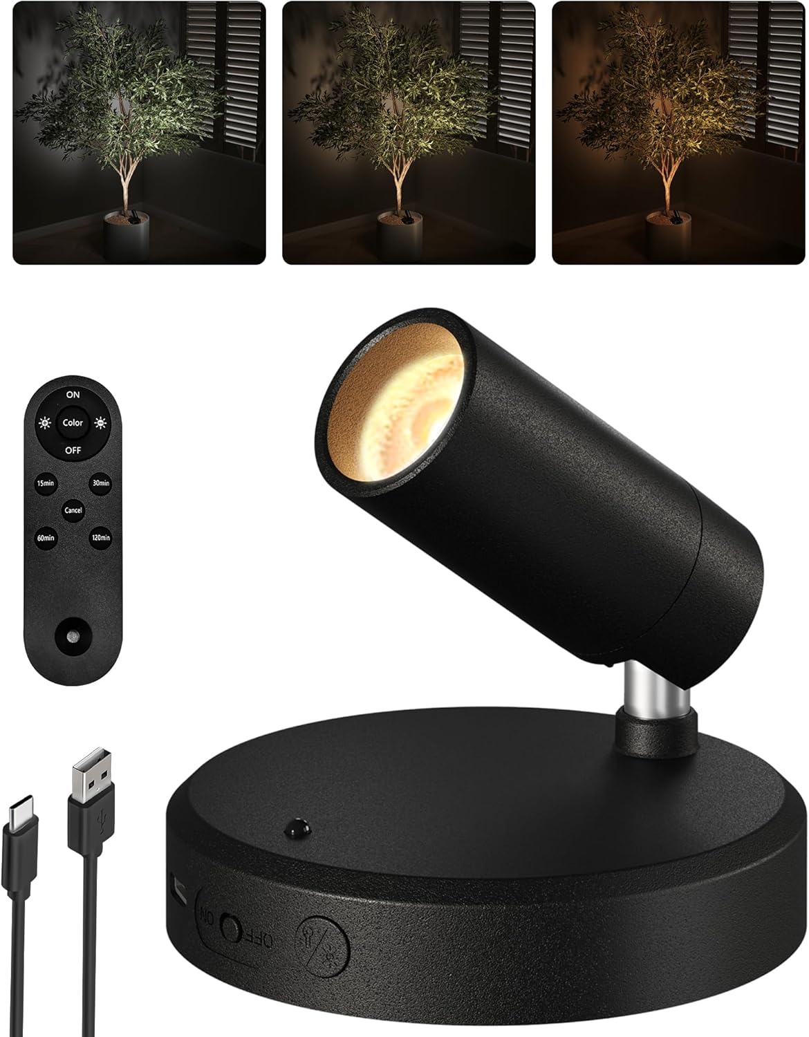 EZVALO Wireless LED Spotlights Indoor, 5500mAh Rechargeable Battery Powered Plants Spotlights