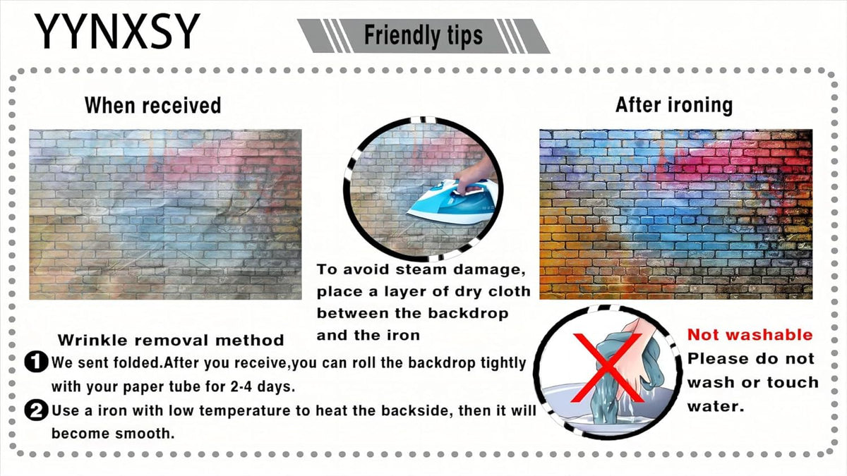 YYNXSY Colorful Brick Wall Photo Backdrop - Retro Stone Brick Wall Background - Microfiber