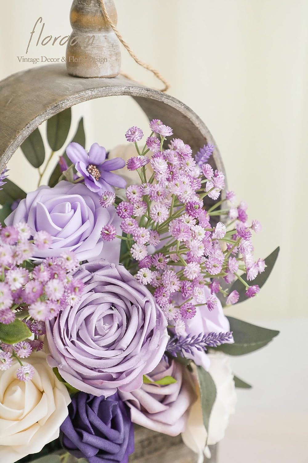 Floroom Lilac Lavender Artificial Flowers Fake Roses Peony and Greenery Combo Box Set for DIY