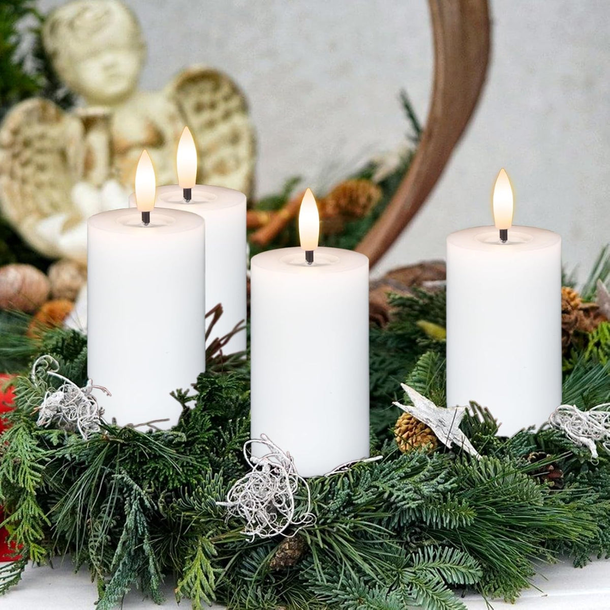 Votive Candles Battery Operated, 6 PCS Real Wax White LED Votive Flemeless Candles with Remote