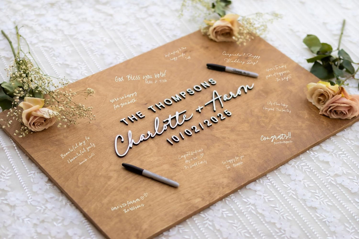 Personalized Last Name Guest Book, Unique Guest Book Sign, Custom Alternative Guest Book, Wooden