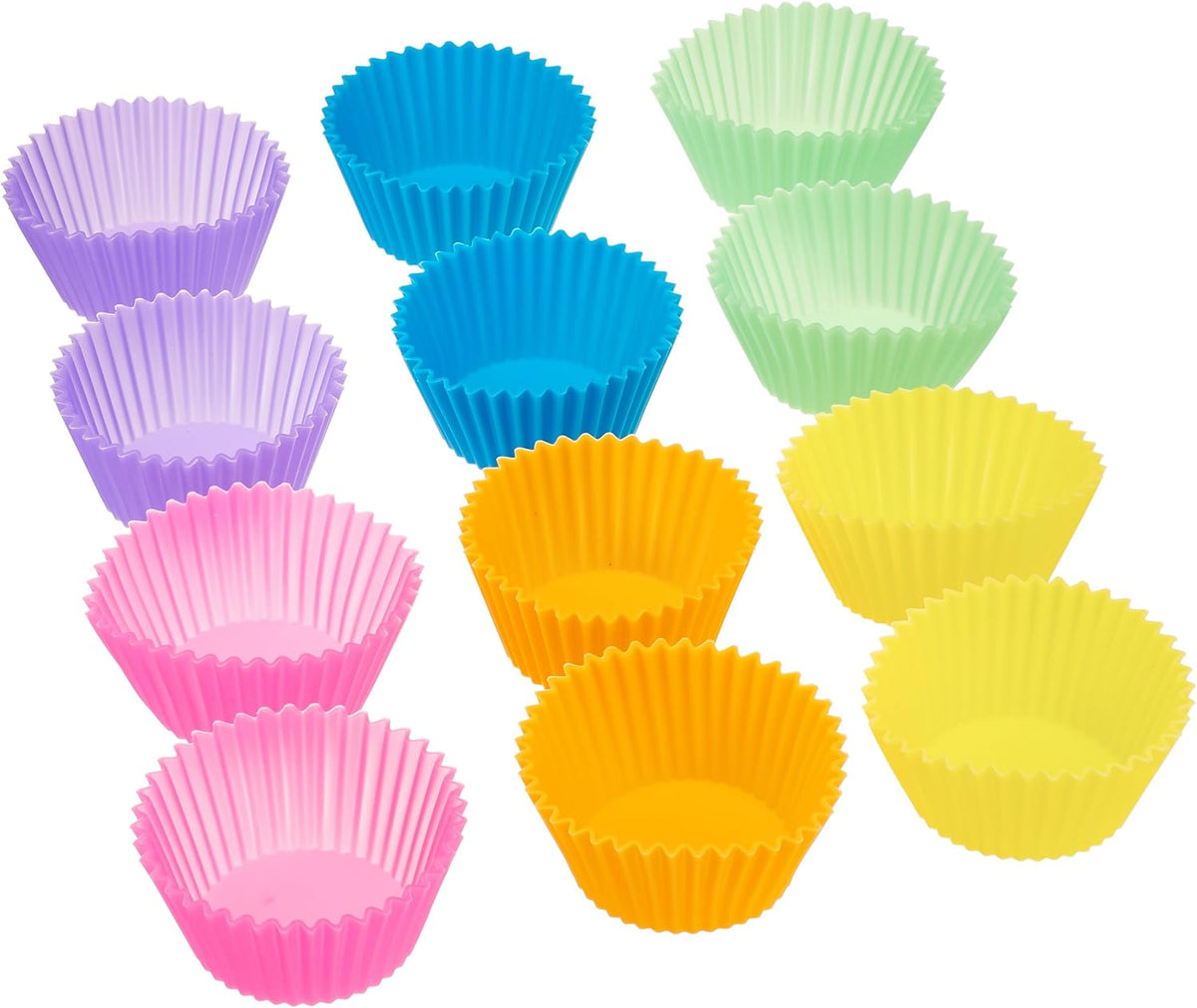 Amazon Basics Reusable Silicone Baking Cups, BPA Free Muffin Liners, Dishwasher Safe, 2.9 x 2.9 x