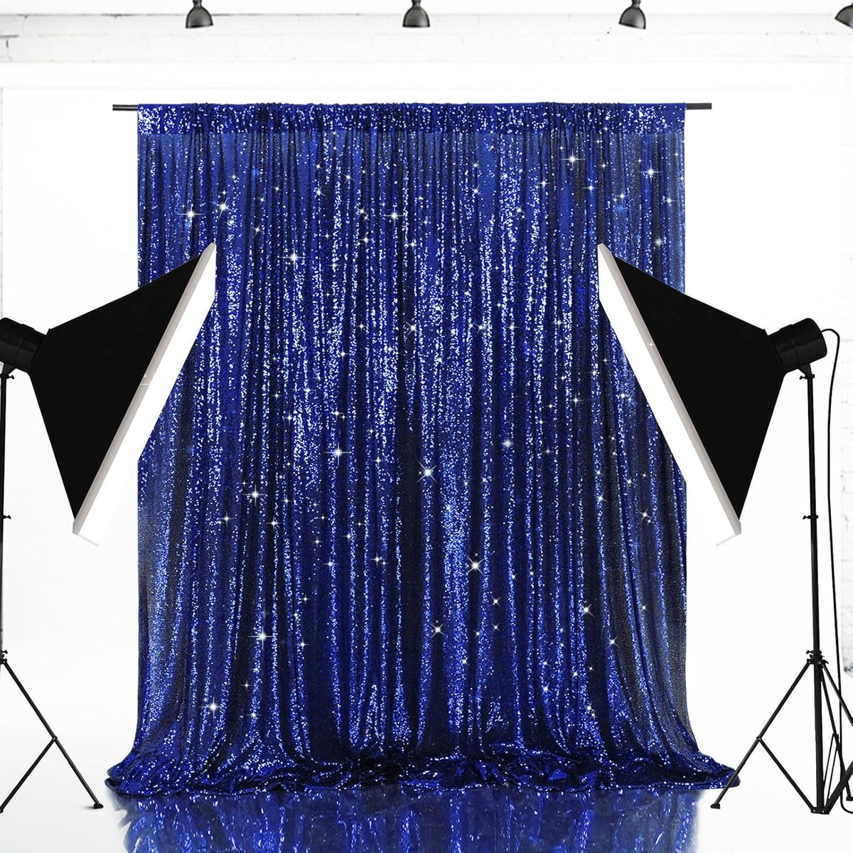Eternal Beauty Navy Blue Sequin Backdrop, 4x7 Ft Glitter Background Curtains for Shimmer