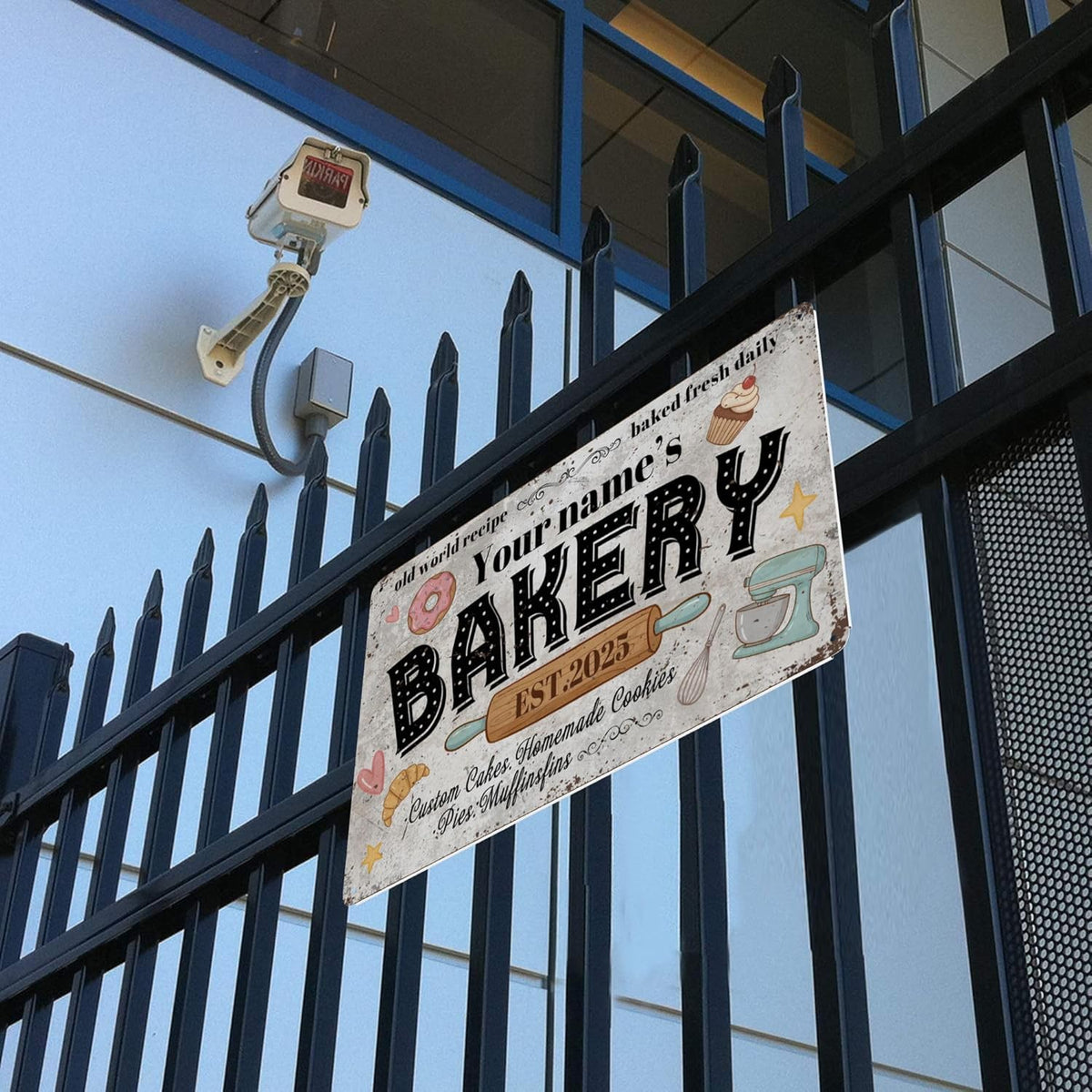 Custom Bakery Metal Sign Personalized Baked Goods Bakers Signs Decor Fresh Bread Daily Rustic Pies