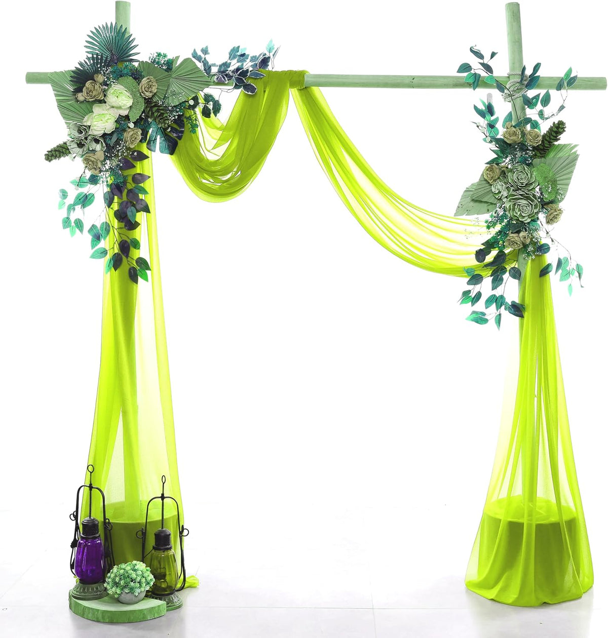 VDS Pack of 2 Panel (30 Inch X 100 Feet) Wedding Arch Draping Fabric Sheer Chiffon Fabric Drapery