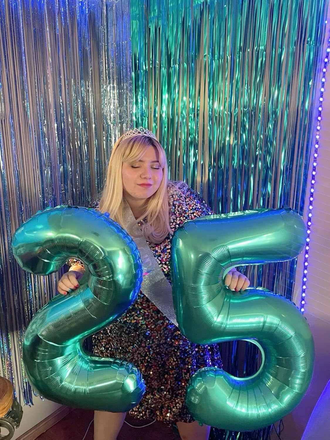 Large Teal Blue 40 Inch Birthday Number 5 Balloon, Teal Blue Five 5th 15 25 35 50 55 Birthday