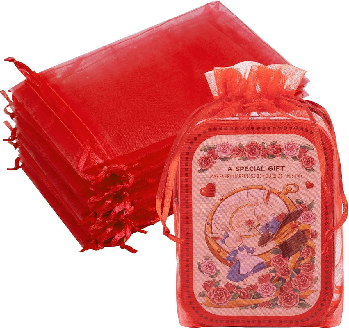 50 Pcs 6x9 Inch Organza Bags, Mesh Bags Drawstring Treat Bag Jewelry Pouch Bag for Christmas Gift