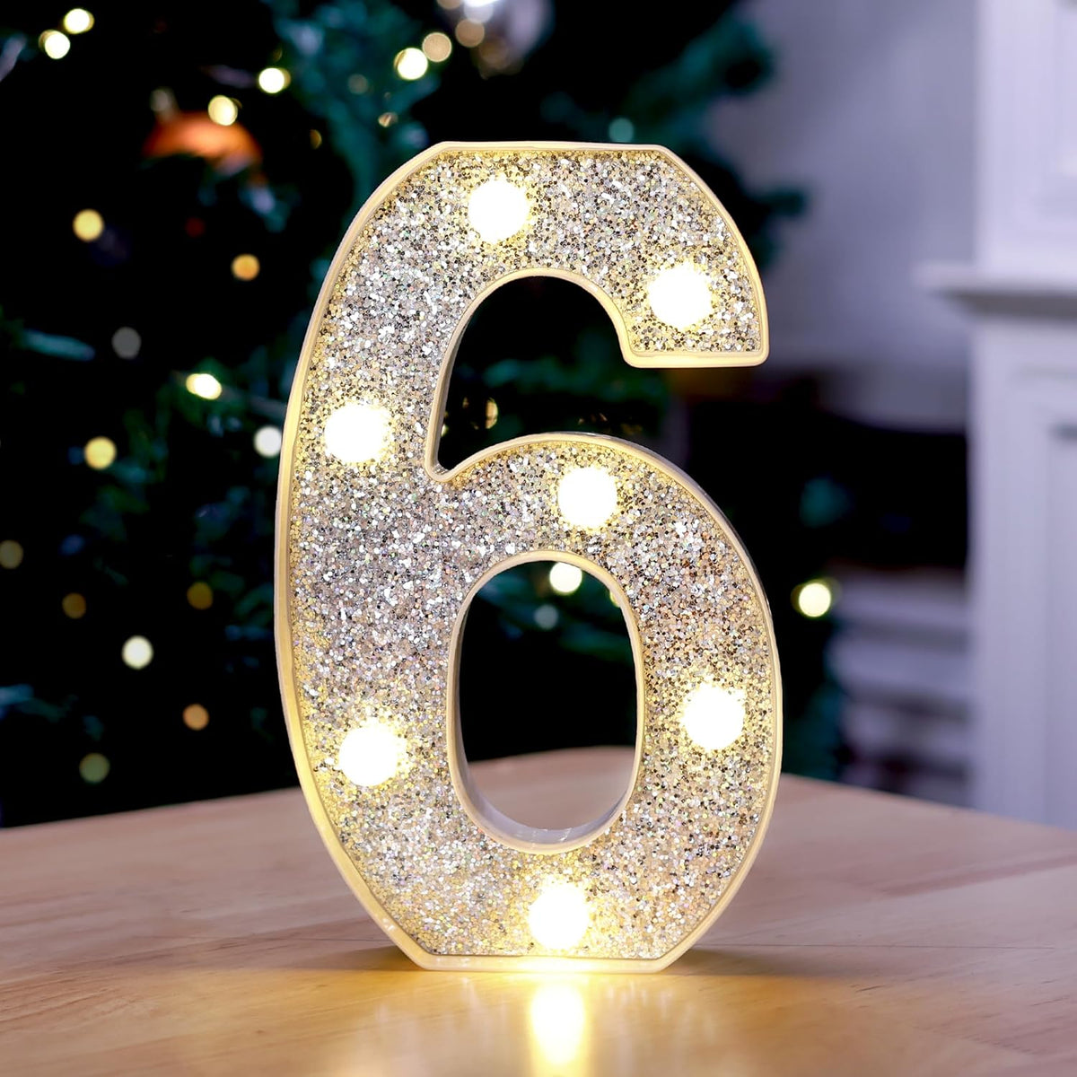 Marquee Light Up Letters, Glitter Silver LED Letter Lights Battery Powered Alphabet Letter Sign for