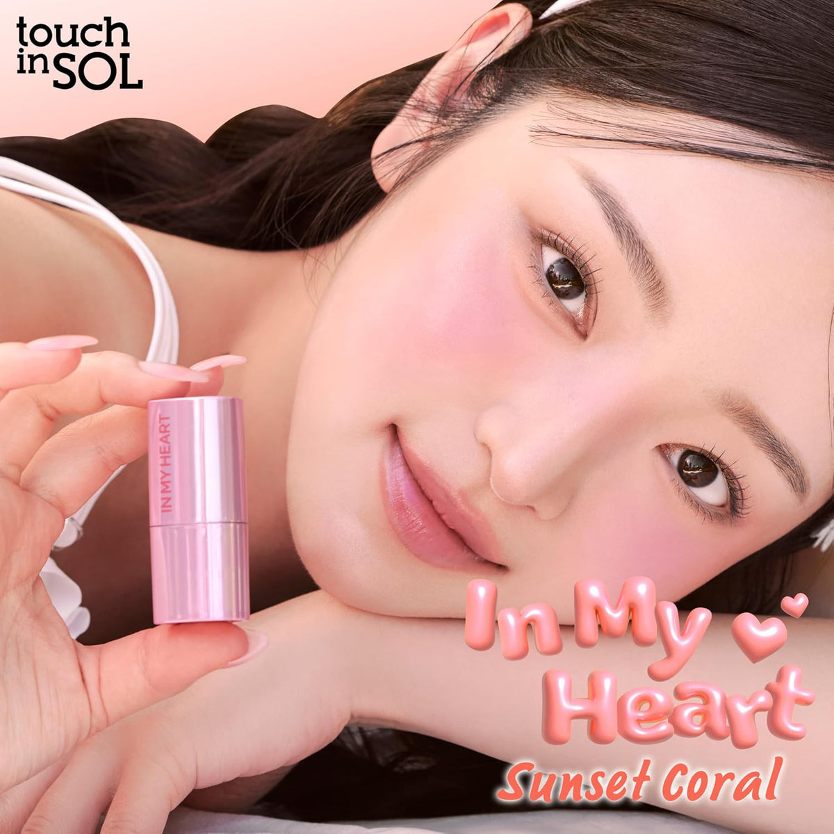 Touch in Sol In My Heart Stick Blush (#Sunset Coral) – Cream Blush Stick for Cheeks, Eyes & Lips