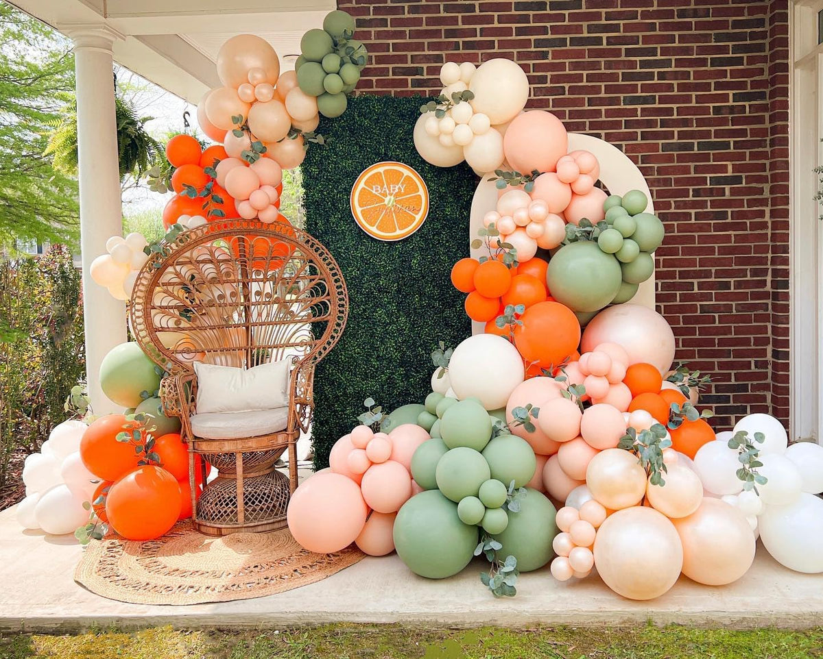 Sage Green and Orange Balloons, 12 Inch Green Brown Orange Balloons Olive Green Brown Beige Jungle