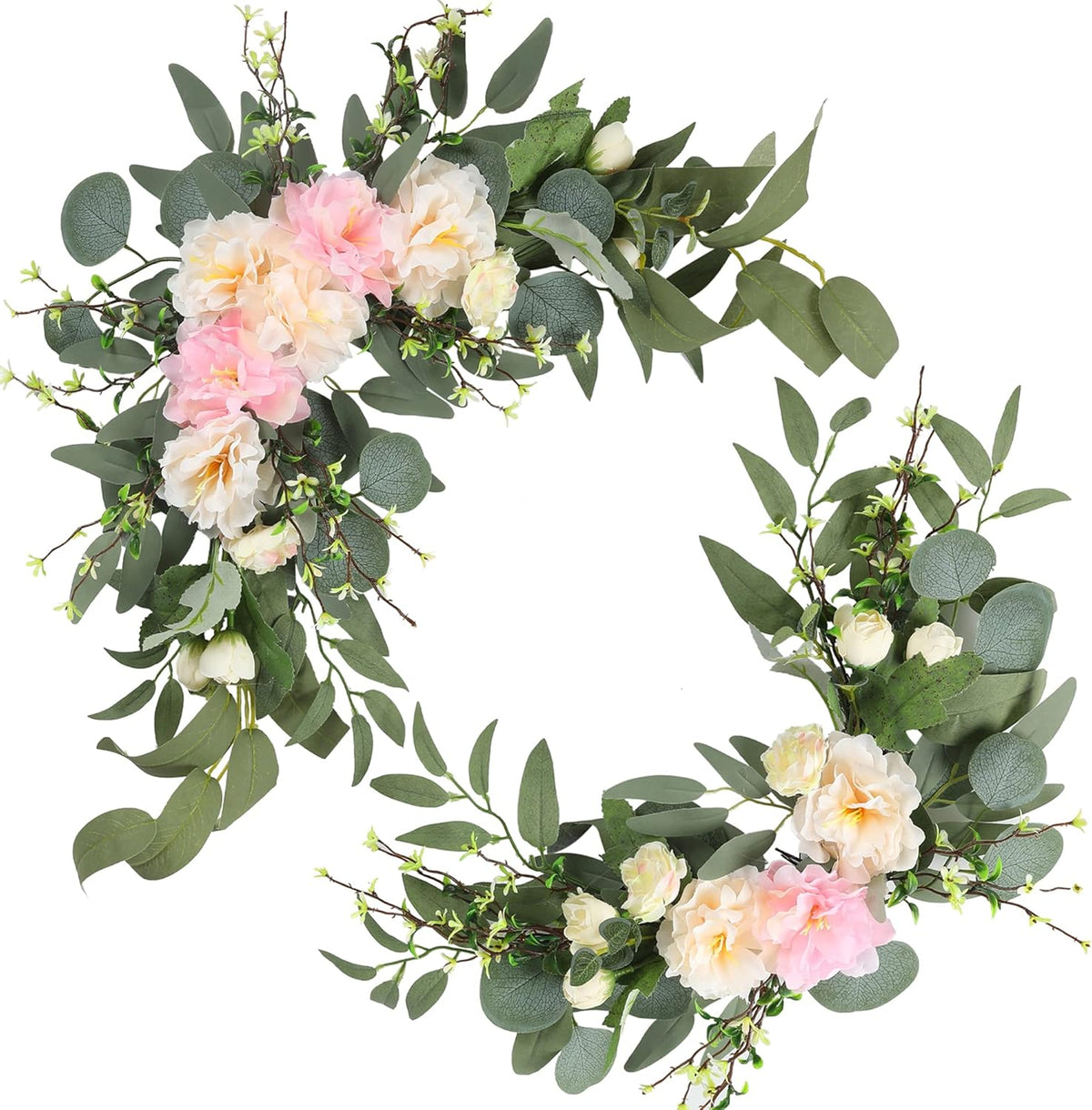 H&W 2pcs Artificial Wedding Arch Flowers for Wedding Sign, Floral Swag Dusty Decor for Reception