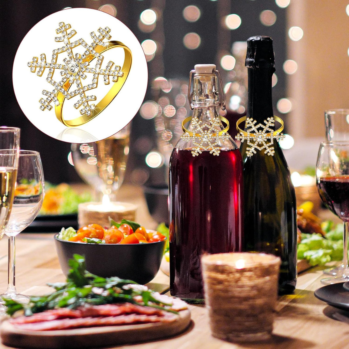 Patelai 100 Pieces Snowflake Napkin Rings Thanksgiving Christmas Napkin Holders Exquisite Household