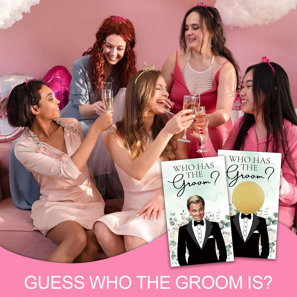 Who Has The Groom Bridal Shower Scratch Off Cards, 41Pcs Funny Floral Wedding Shower Scratch Off