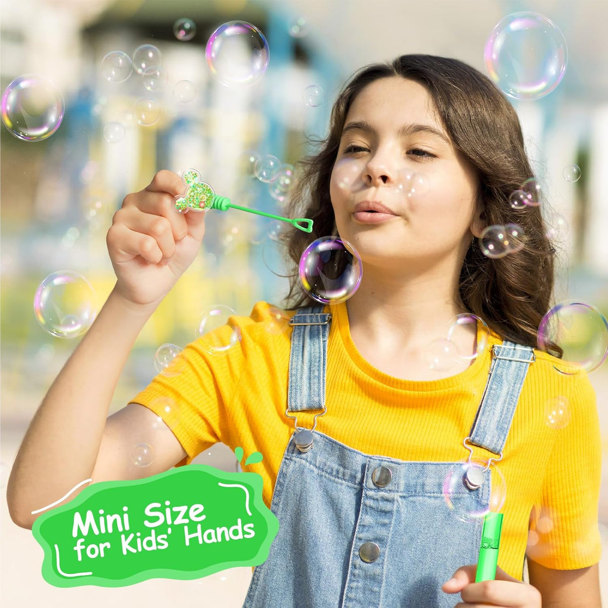 AFZMON 24 Glitter Mouse Ear Bubble Wands for Kids, Mouse Party Favors Mini Bubbles Birthday Gift