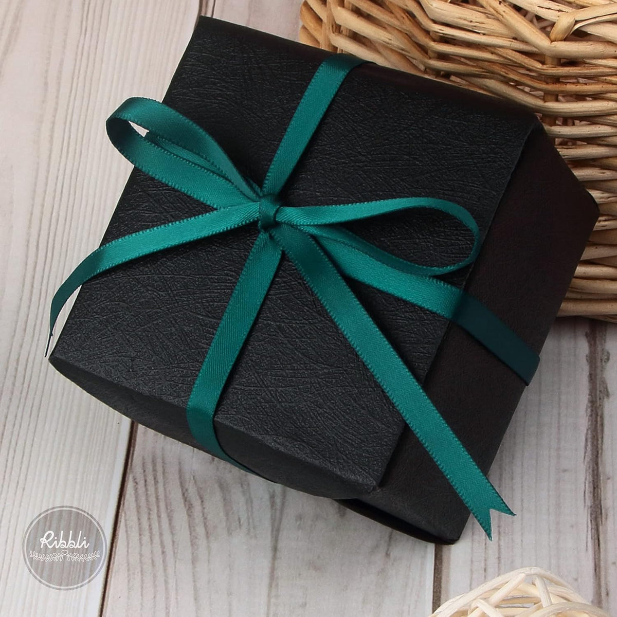 Ribbli Teal Double Faced Satin Ribbon,1/4” x Continuous 25 Yards,Use for Craft Bows Bouquet, Gift