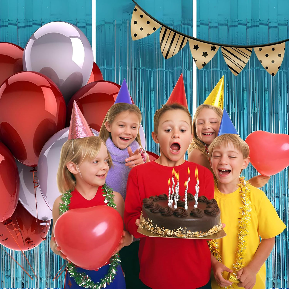 Keyali 3 Pack 3.3 * 8.3 ft Foil Curtain Metallic Tinsel Fringe Curtains Photo Booth Props Backdrop