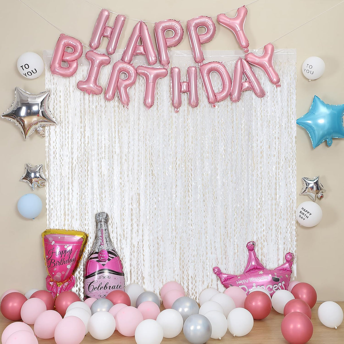 3Pcs Wavy White Metallic Tinsel Curtain Foil Fringe Backdrop,3.3 ft x 6.6 ft Streamer Photo Booth
