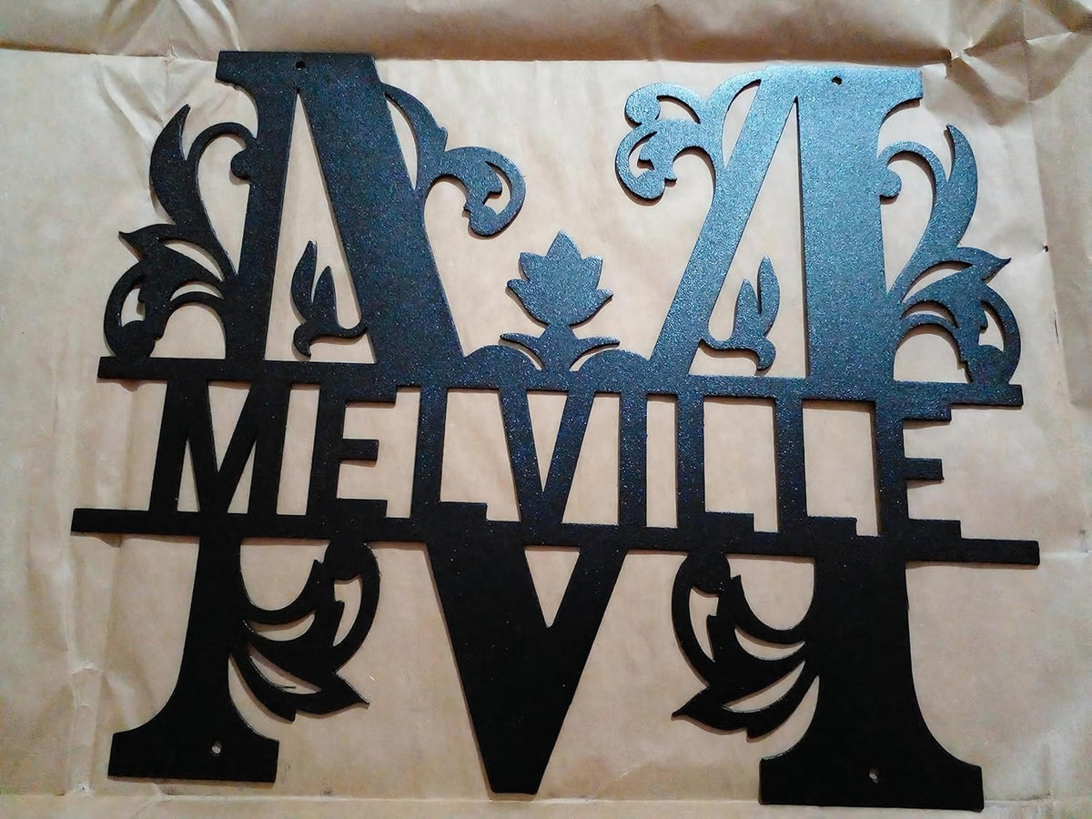 Personalized Metal Name Signs, Split Letter Monogram Wall Decor, Custom Last Name Sign, Family Name