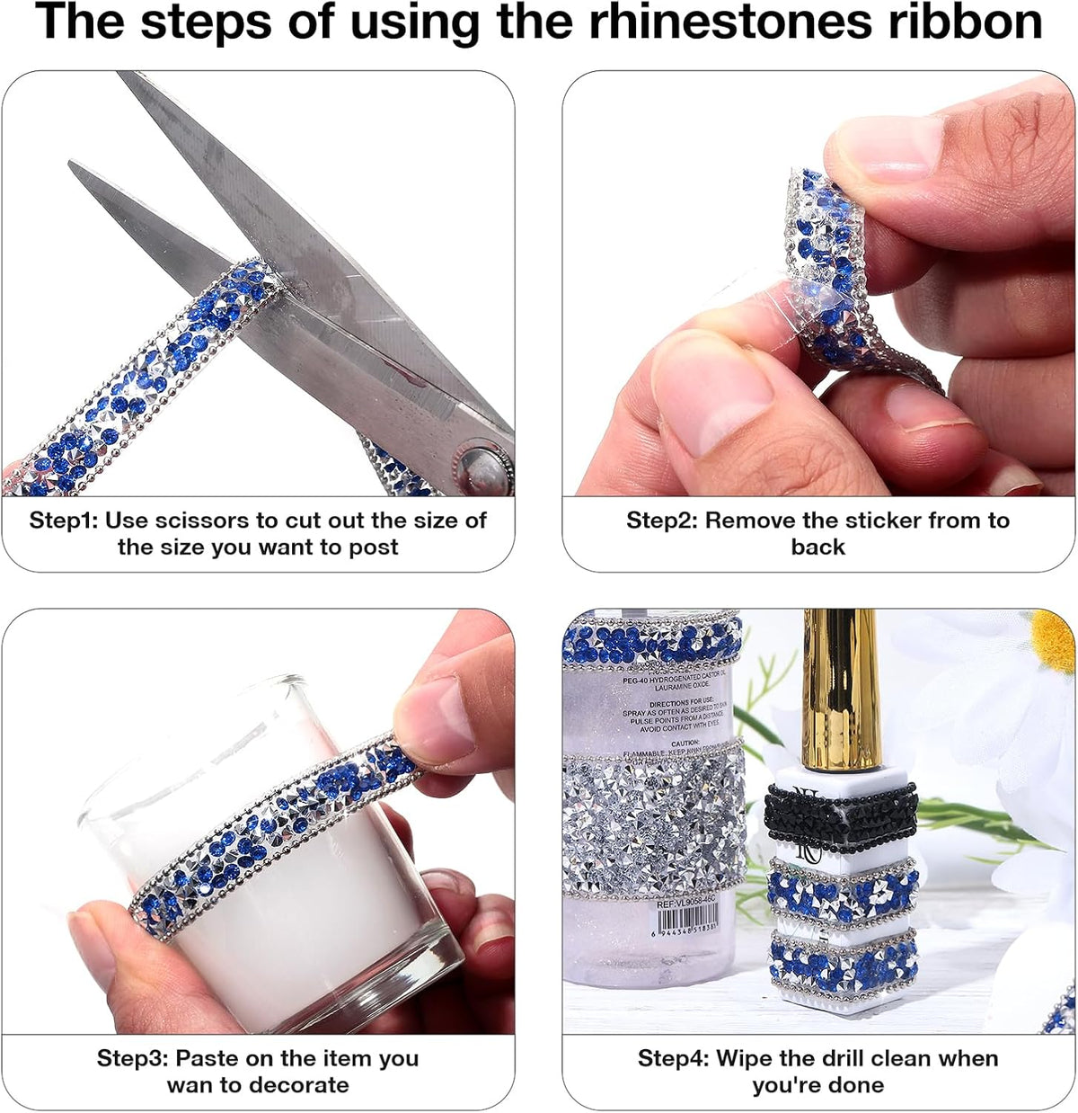 Self Adhesive Rhinestone Ribbon Diamond Ribbon Sticker Crystal Roll Glitter Bling Rhinestones Tape