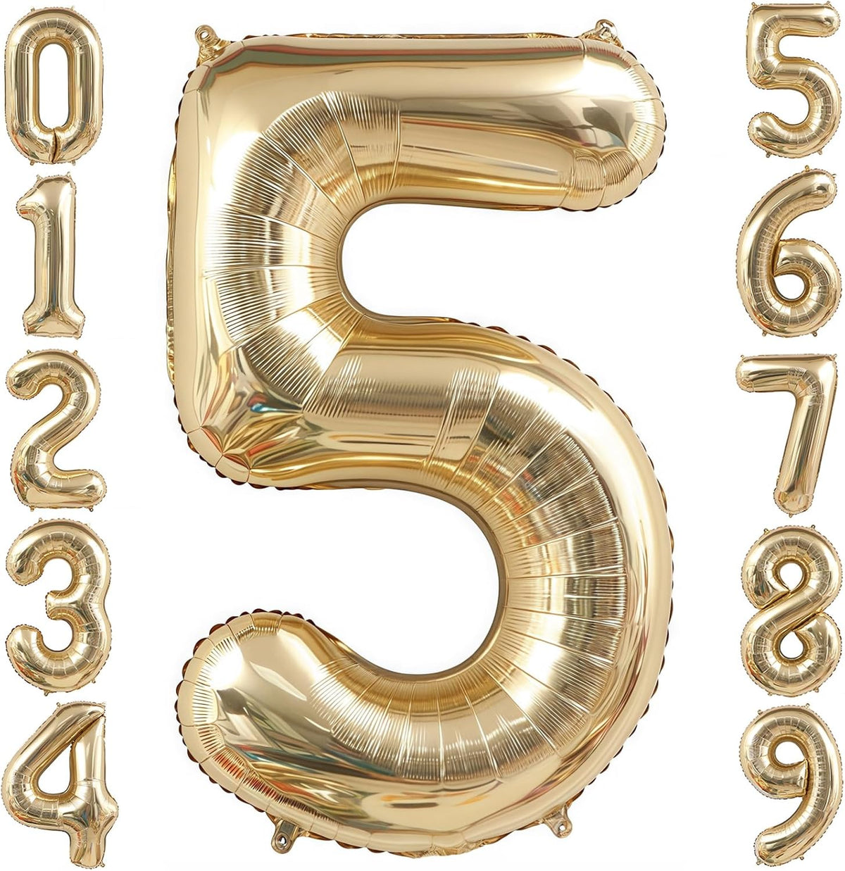 Champagne Gold 5 Balloon,40 Inch Light Gold Number 5 Balloon Big Foil Mylar Helium 5 Balloon for