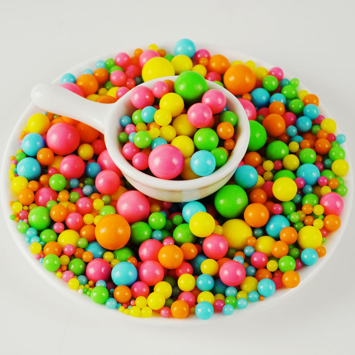 Kasvan Rainbow Pearl Sugar sprinkles - Edible Candy Pearls 130g/4.58 Oz, Mix Size Cake Candy