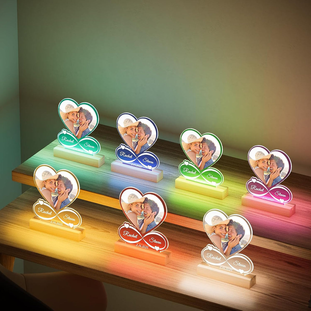 Custom Picture Frames with Photo, Customized Photo Frame with Night Light, Personalized Picture
