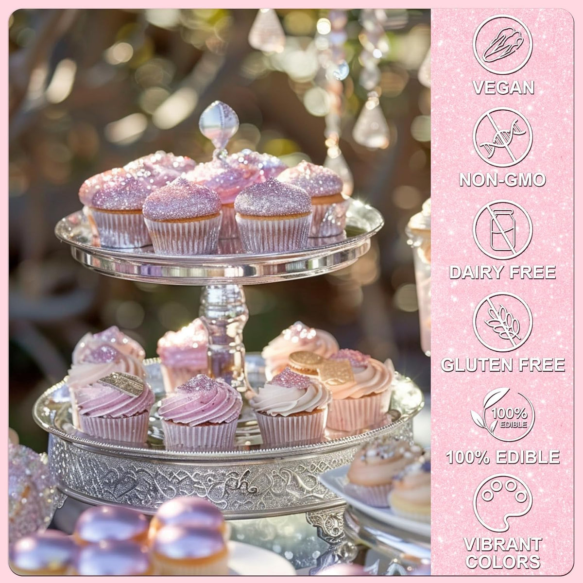Pink Edible Glitter - 5g Food Grade Cake Decorating Shimmering Glitter, Edible Sprinkle Luster Dust