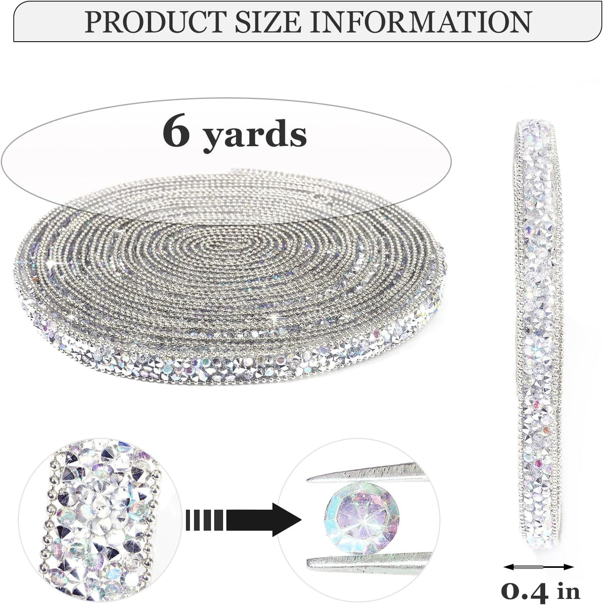 Rhinestone Ribbon 6 Yards Self Adhesive Rhinestone Strips Diamond Ribbon Sticker Crystal Roll
