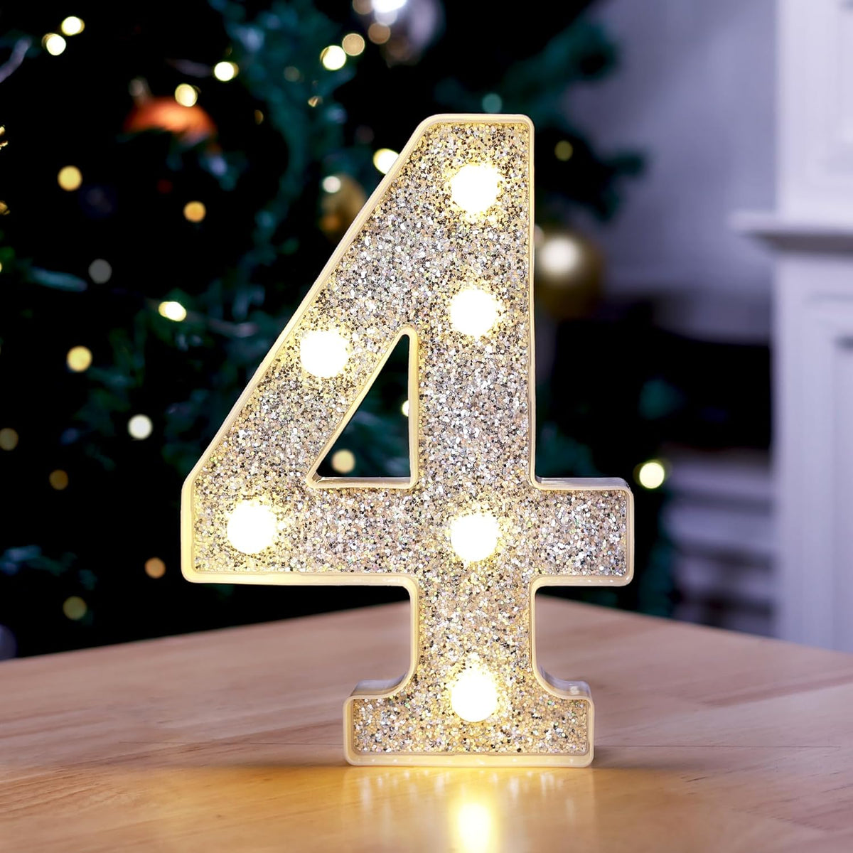 Marquee Light Up Letters, Glitter Silver LED Letter Lights Battery Powered Alphabet Letter Sign for
