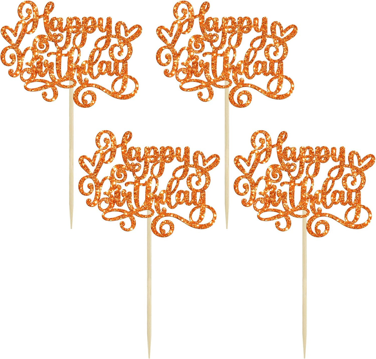 Gyufise 24Pcs Happy Birthday Cupcake Toppers Glitter Happy Birthday Cupcake Picks for Celebrating