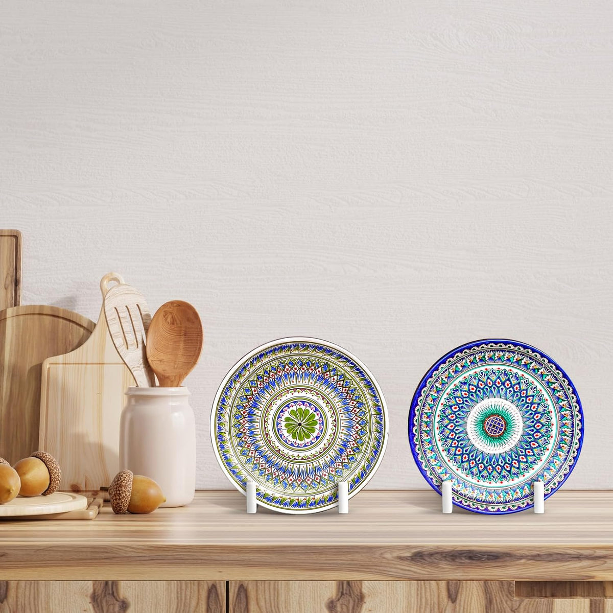 Sweetude 2 Pcs Large Plate Stands for Display Metal Frame Plate Holder Display Stand Decorative