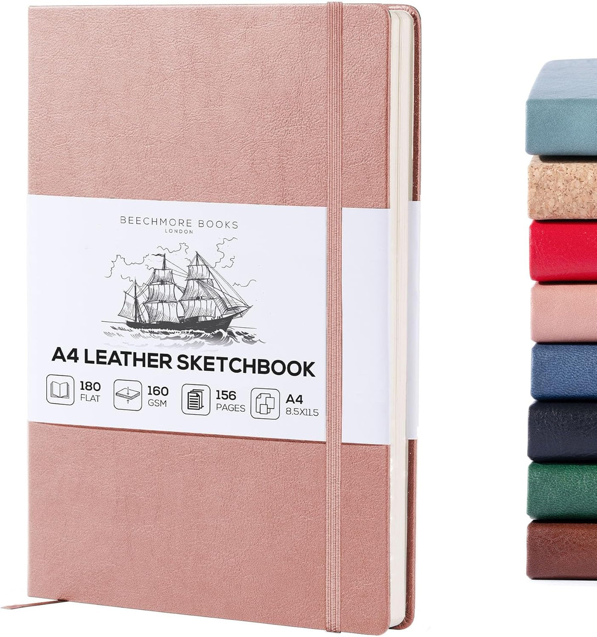 Beechmore Books A4 Sketchbook ??8.5x11 Premium Vegan Leather Bound Large Sketch Book Hardcover with