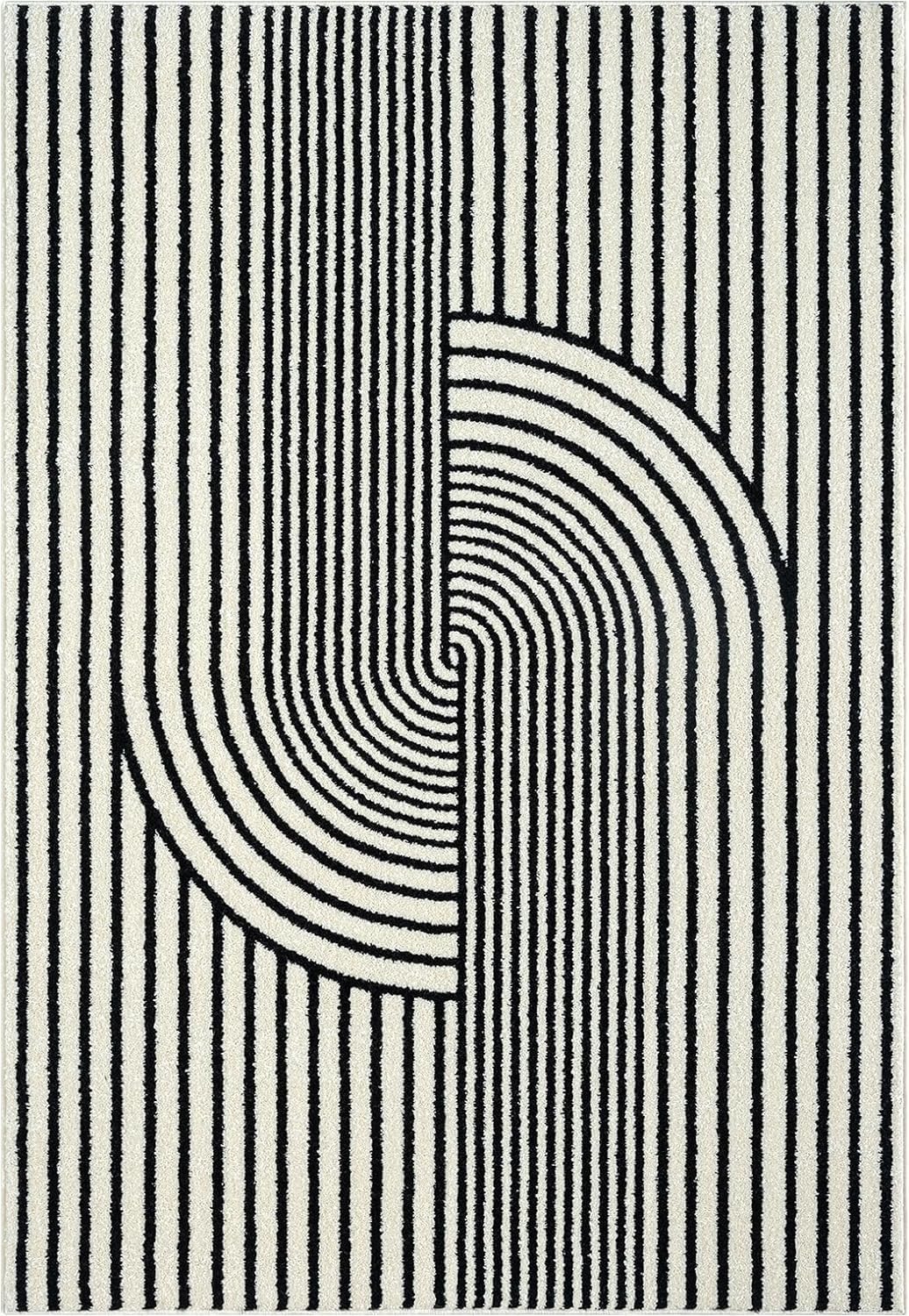 Abani Nuevo Collection Area Rug - Mid-Century Black and White Arch Knot Design - 2' x 3' - for