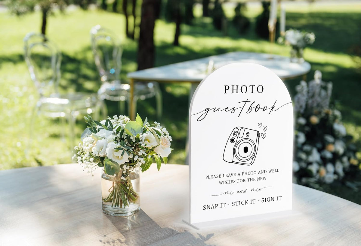 Photo Guest Book Sign, White Arch Acrylic Wedding Sign, Wedding Guest Book Alternative, Bridal
