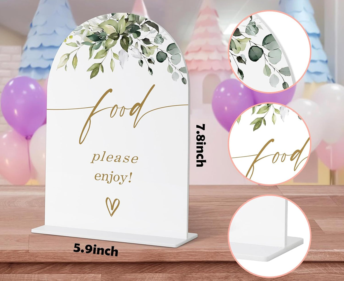 Food Signs for Party, Greenery Gold Bridal Shower Decorations, Dessert Bar Sign, Wedding Signs for