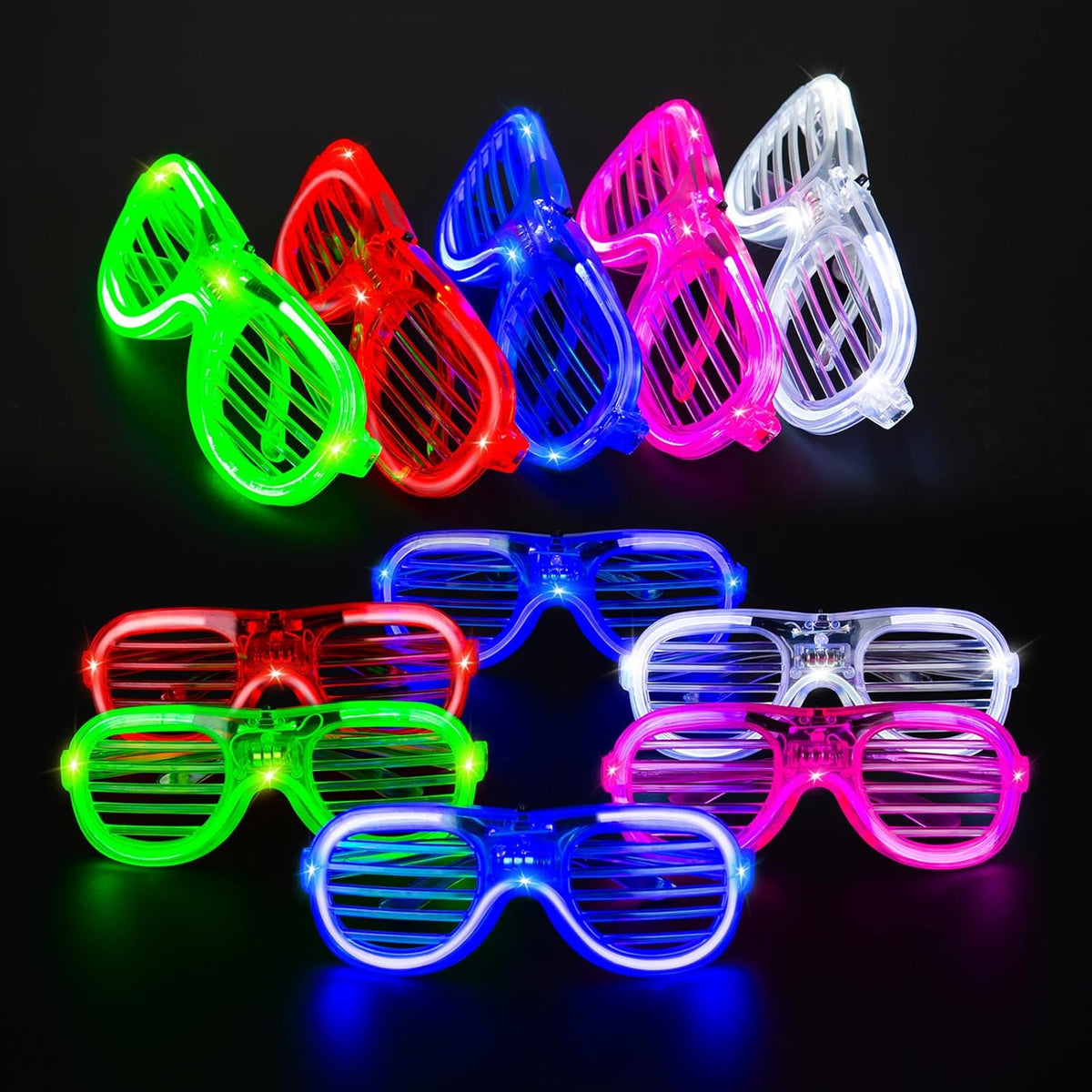 25 Packs LED Glasses 5 Neon Colors glow in the dark party supplies Favor for Kids Adult Glow sticks