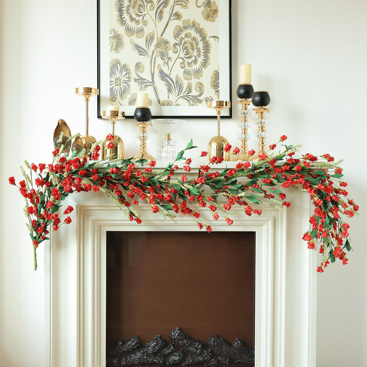 Mizii Burgundy Artificial Flower Garland 6FT Fake Wildflower Floral Garland Hanging Vines Spring