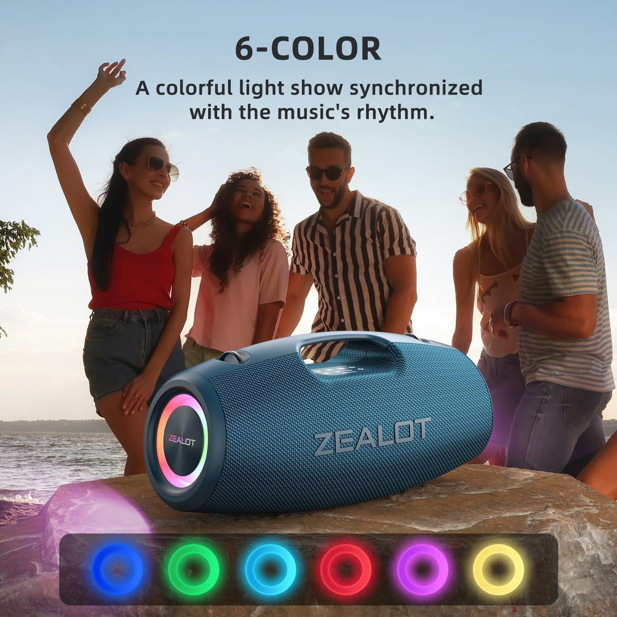 ZEALOT Bluetooth Speaker,120W Wireless Speakers with Booming Bass,IP67 Waterproof Speaker with LED
