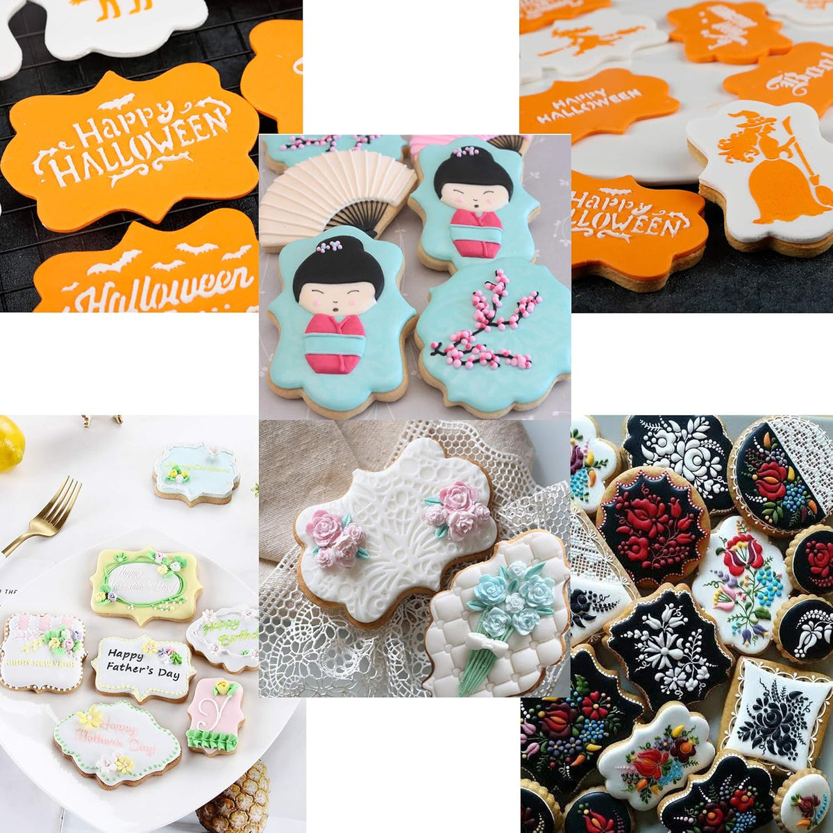 8 PCS Plaque Frame Cookie Cutters, Stainless Steel Plaque Plate Cookie Cutter Fondant Cake