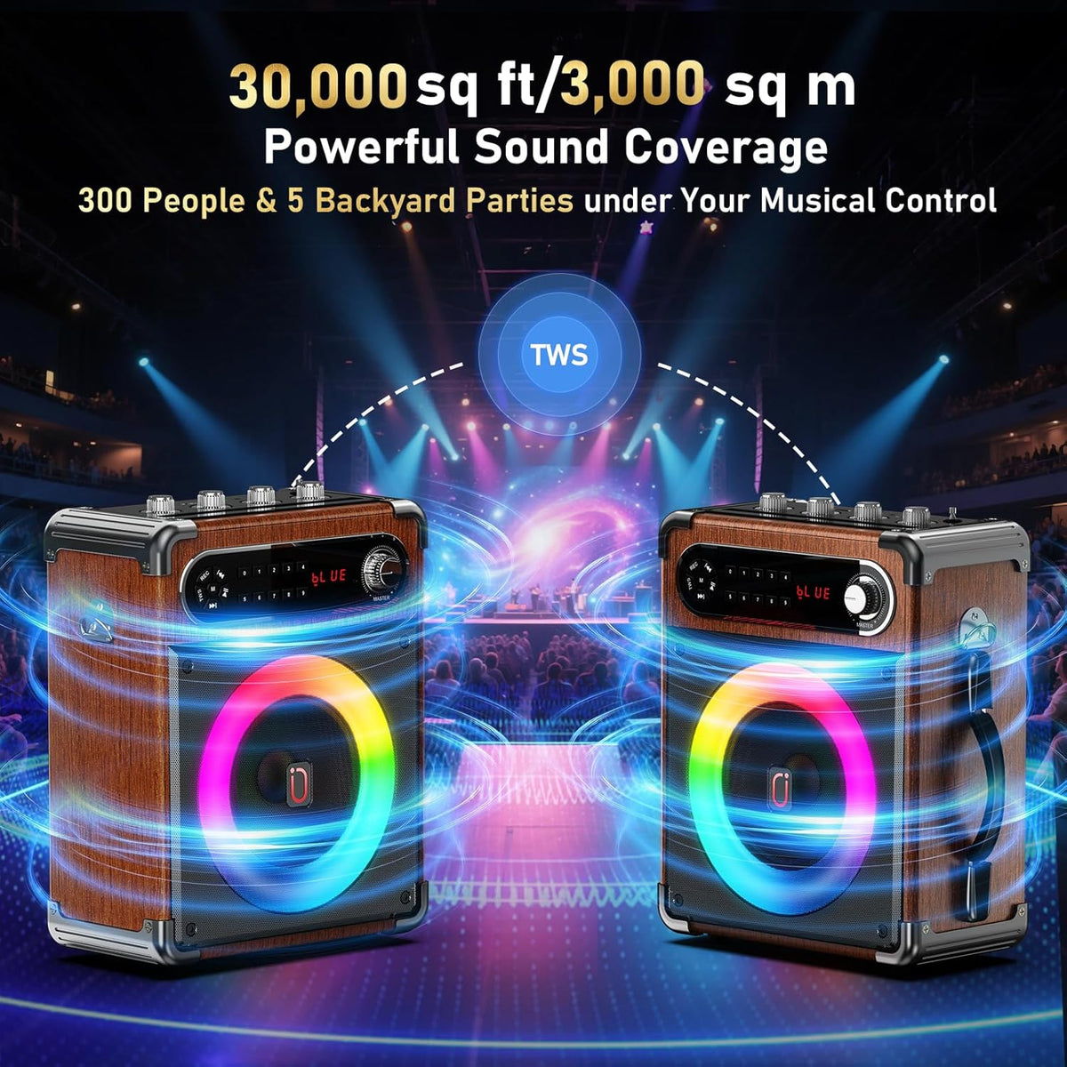 Karaoke Machine with 2 Wireless Microphones,【Upgraded 6.5"Woofer & 2"Tweeter】Portable Bluetooth 5.3