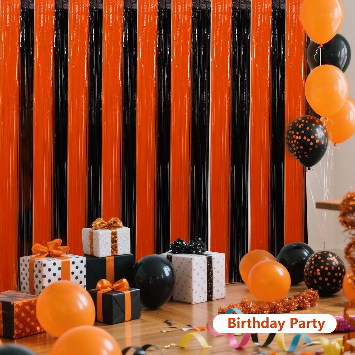 BEISHIDA Black Bronze Door Streamers Backdrop Foil Fringe Tinsel Party Streamers Curtains Photo